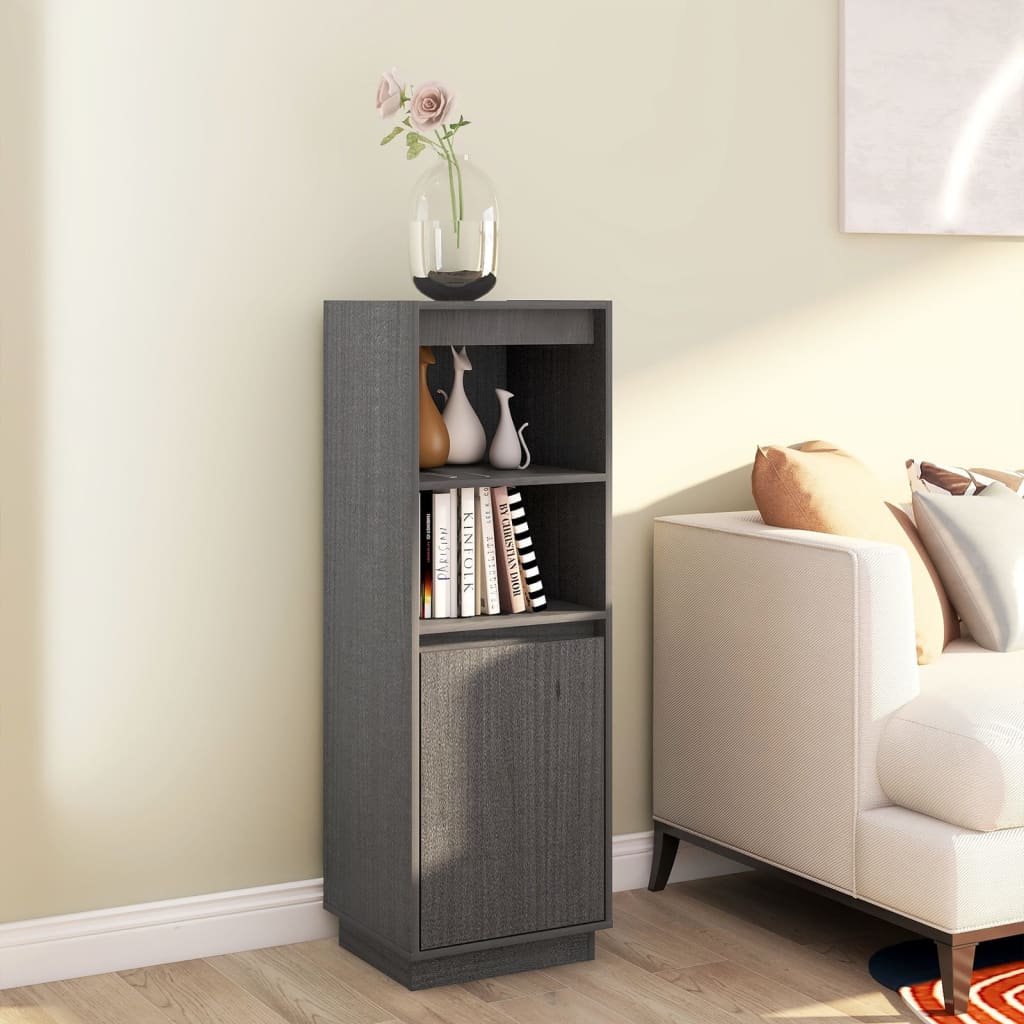 vidaXL Highboard Grey 37x34x110 cm Solid Wood Pine