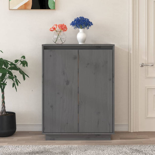 vidaXL Shoe Cabinet Grey 60x35x80 cm Solid Wood Pine