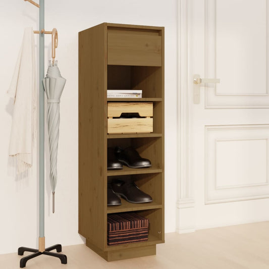 vidaXL Shoe Cabinet Honey Brown 34x30x105 cm Solid Wood Pine