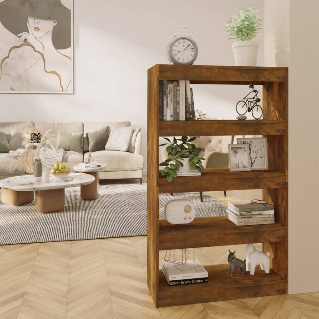 vidaXL Book Cabinet/Room Divider Smoked Oak 80x30x135 cm Engineered Wood