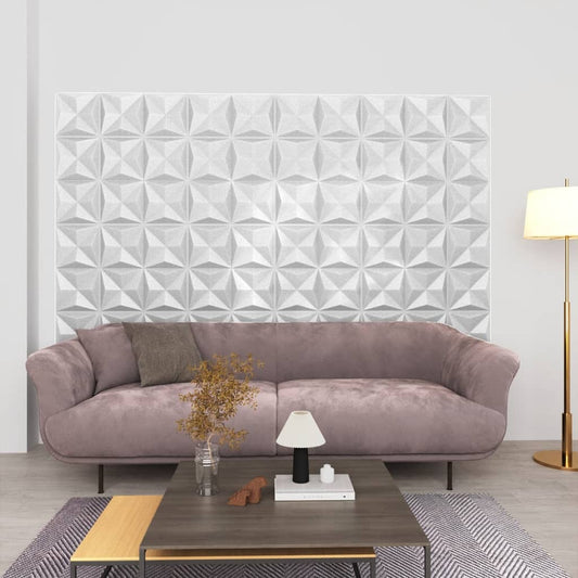 vidaXL 3D Wall Panels 48 pcs 50x50 cm Origami White 12 mŒ_
