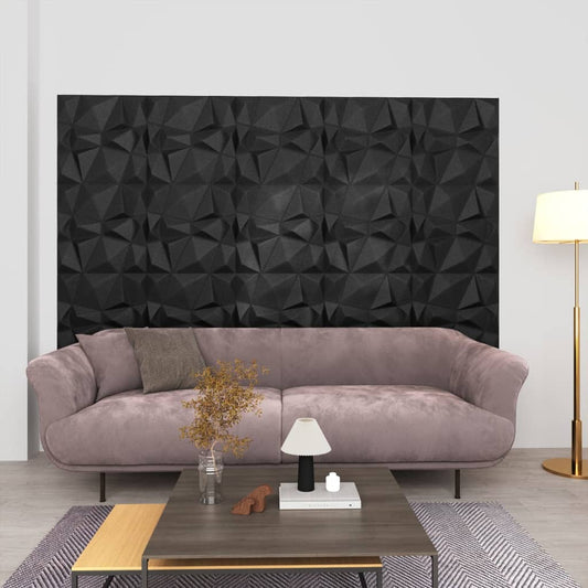 vidaXL 3D Wall Panels 48 pcs 50x50 cm Diamond Black 12 mŒ_