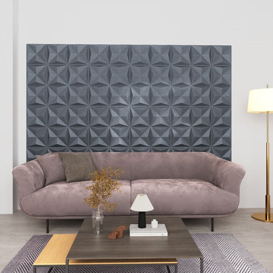 vidaXL 3D Wall Panels 24 pcs 50x50 cm Origami Grey 6 mŒ_