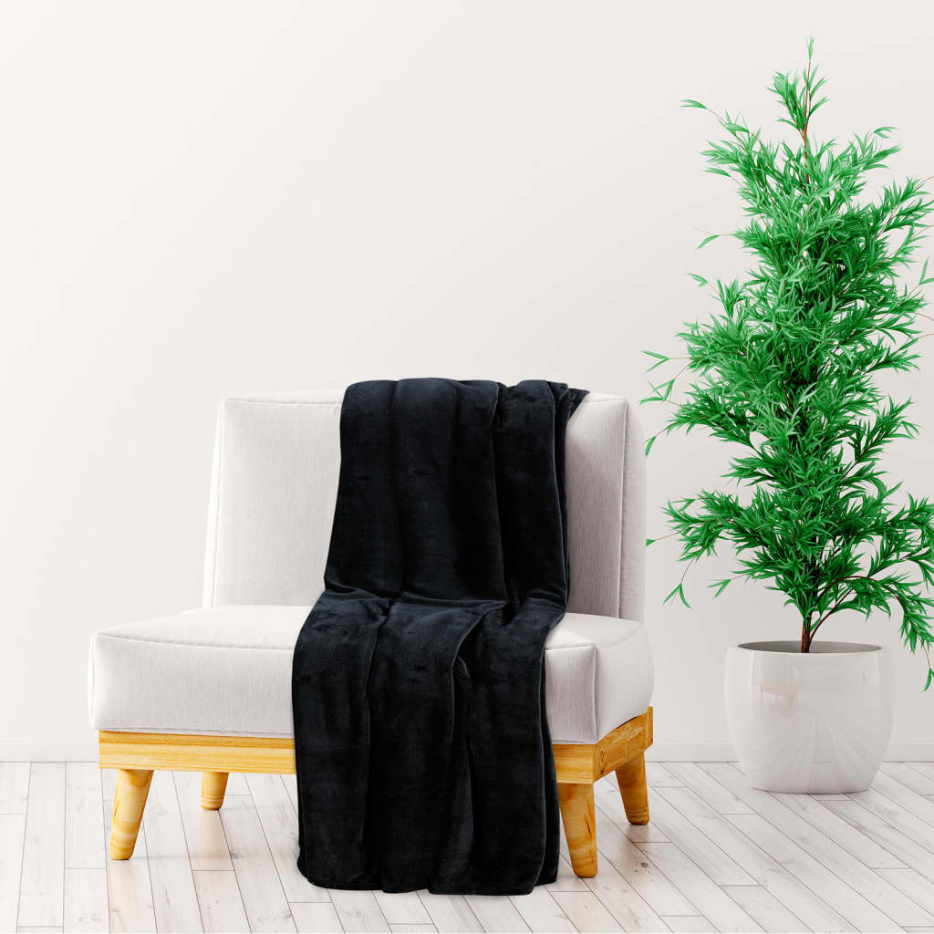 vidaXL Blanket Black 150x200 cm Polyester