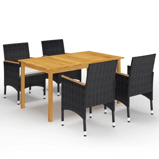 vidaXL 5 Piece Garden Dining Set with Cushions Black