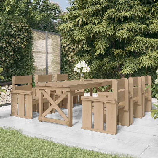 vidaXL 7 Piece Garden Dining Set Impregnated Solid Wood Pine