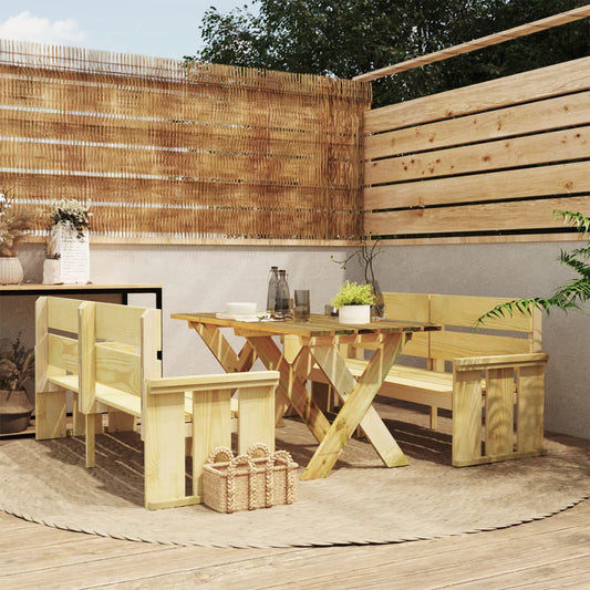 vidaXL 3 Piece Garden Dining Set Impregnated Pinewood
