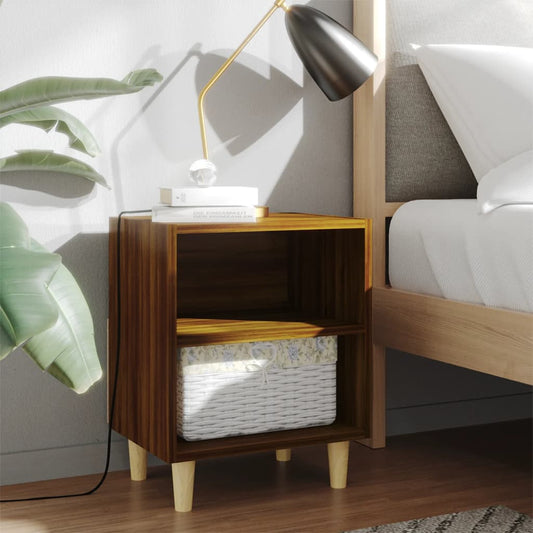 vidaXL Bed Cabinets with Solid Wood Legs 2 pcs Brown Oak 40x30x50 cm
