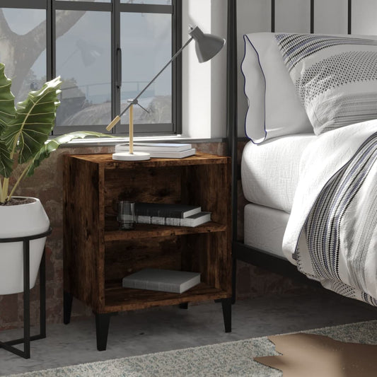 vidaXL Bed Cabinets with Metal Legs 2 pcs Smoked Oak 40x30x50 cm