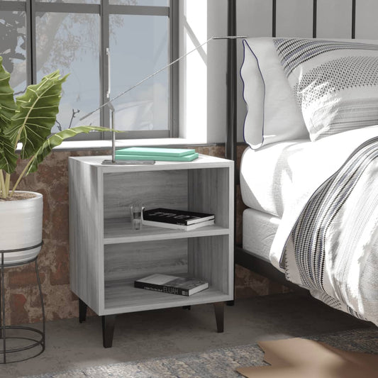 vidaXL Bed Cabinets with Metal Legs 2 pcs Grey Sonoma 40x30x50 cm
