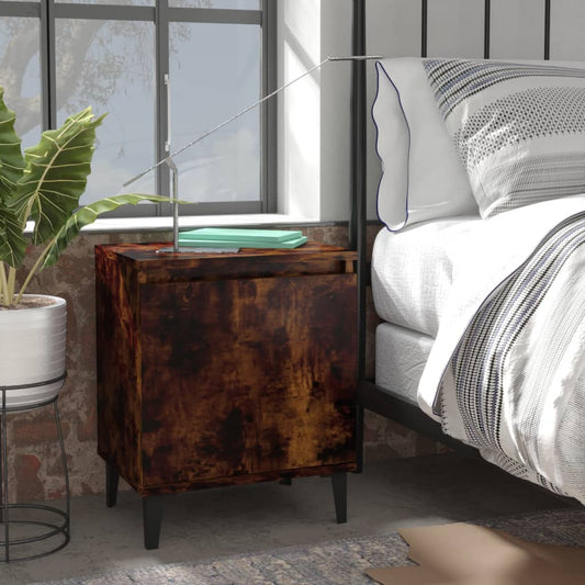 vidaXL Bed Cabinets with Metal Legs 2 pcs Smoked Oak 40x30x50 cm