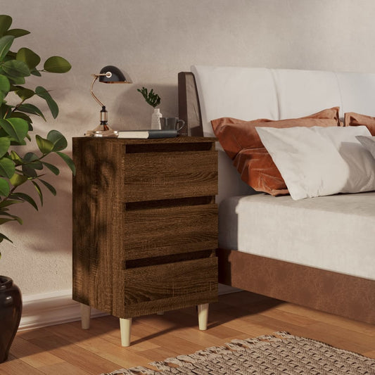vidaXL Bed Cabinets with Solid Wood Legs 2 pcs Brown Oak 40x35x69 cm