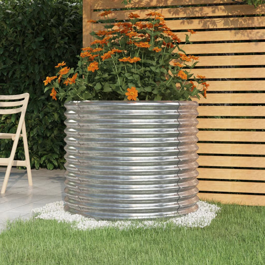 vidaXL Garden Planter Powder-coated Steel 80x80x68 cm Silver