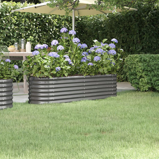 vidaXL Garden Raised Bed Powder-coated Steel 152x40x36 cm Grey