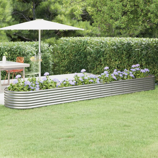 vidaXL Garden Raised Bed Powder-coated Steel 440x80x36 cm Silver
