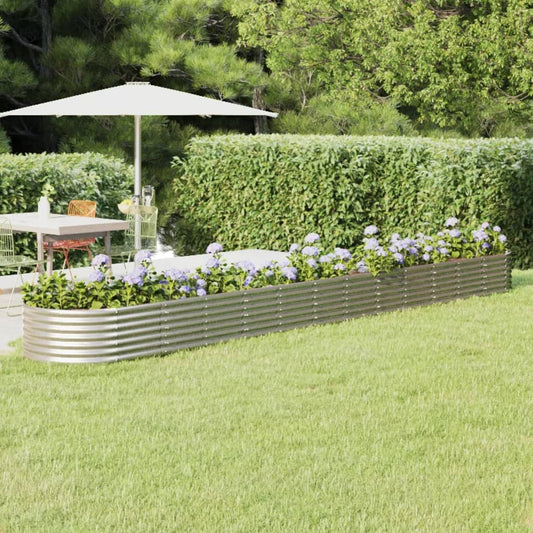 vidaXL Garden Raised Bed Powder-coated Steel 512x80x36 cm Silver