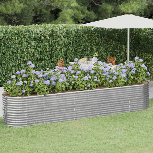 vidaXL Garden Raised Bed Powder-coated Steel 368x80x68 cm Silver