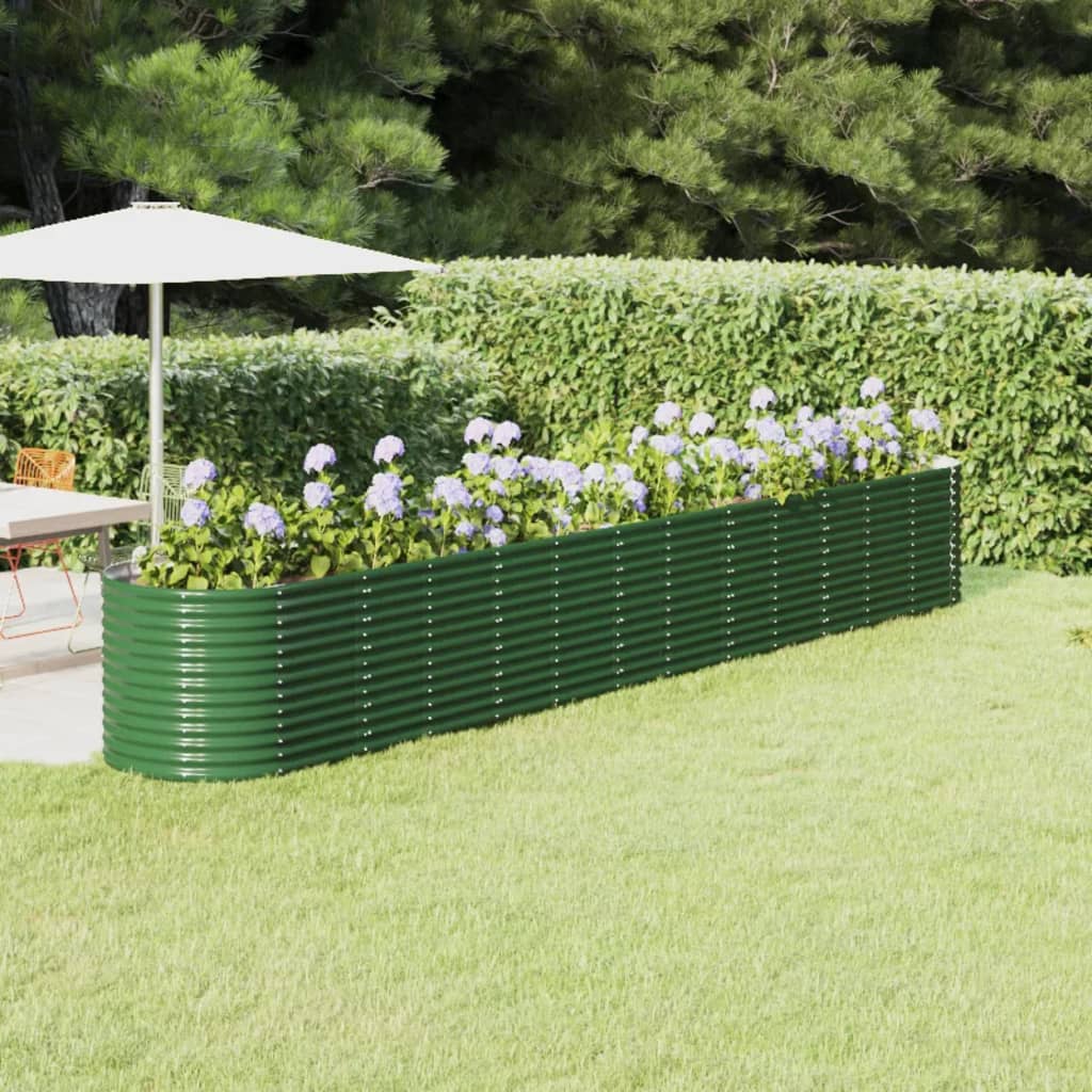 vidaXL Garden Raised Bed Powder-coated Steel 512x80x68 cm Green