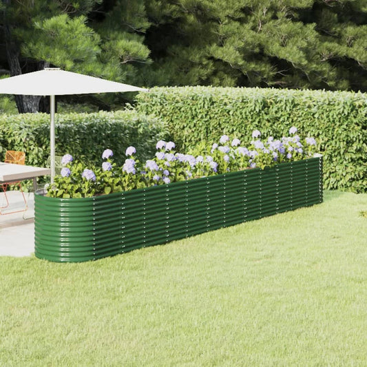 vidaXL Garden Raised Bed Powder-coated Steel 512x80x68 cm Green