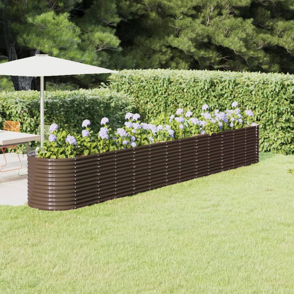 vidaXL Garden Raised Bed Powder-coated Steel 512x80x68 cm Brown