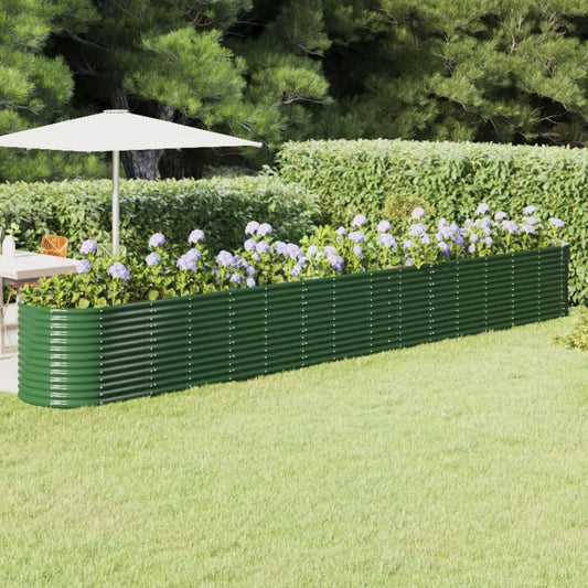 vidaXL Garden Raised Bed Powder-coated Steel 620x80x68 cm Green
