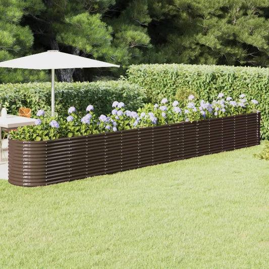 vidaXL Garden Raised Bed Powder-coated Steel 620x80x68 cm Brown