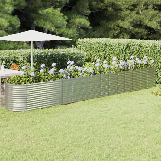 vidaXL Garden Raised Bed Powder-coated Steel 620x80x68 cm Silver