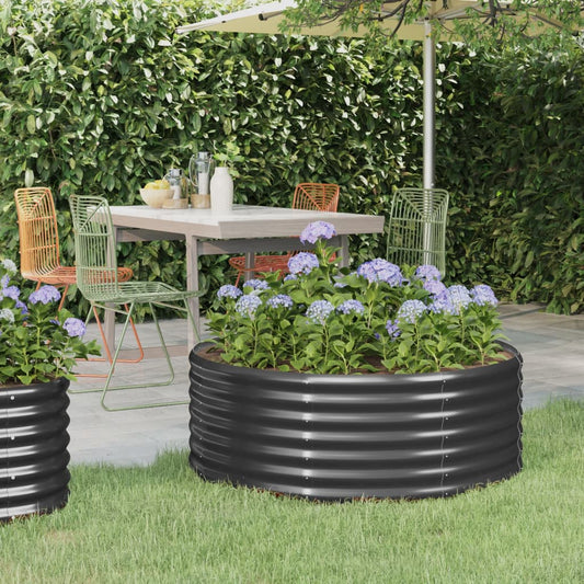 vidaXL Garden Raised Bed Powder-coated Steel 100x100x36 cm Anthracite