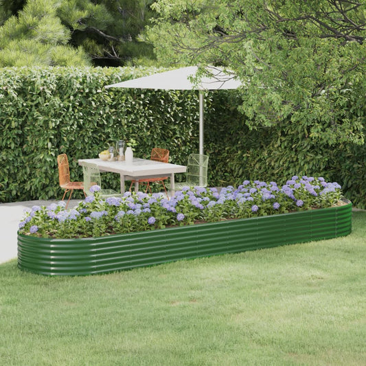 vidaXL Garden Raised Bed Powder-coated Steel 396x100x36 cm Green