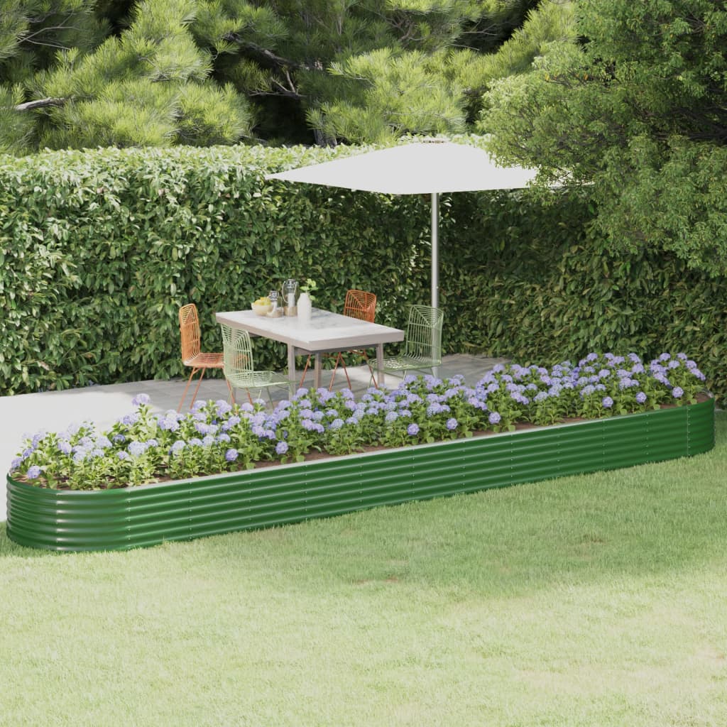 vidaXL Garden Raised Bed Powder-coated Steel 507x100x36 cm Green