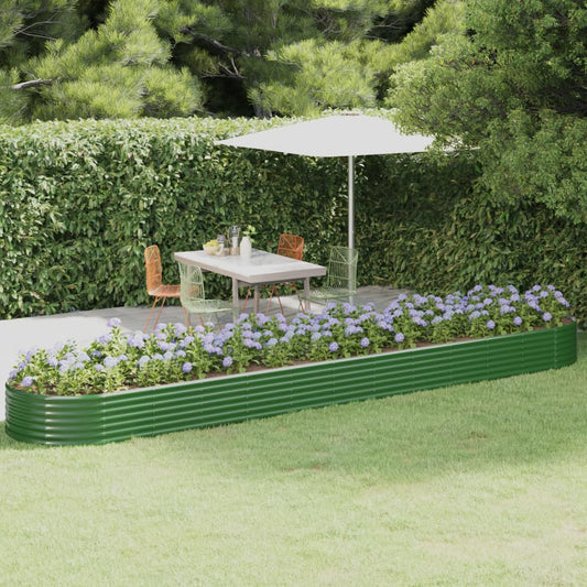 vidaXL Garden Raised Bed Powder-coated Steel 507x100x36 cm Green
