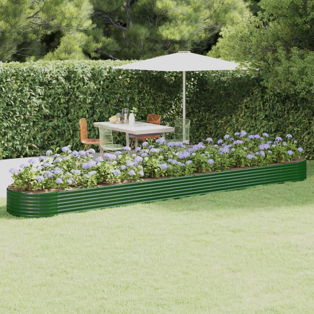 vidaXL Garden Raised Bed Powder-coated Steel 544x100x36 cm Green