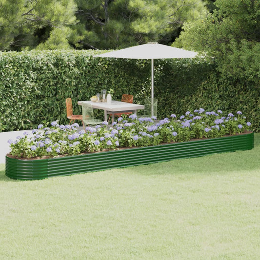 vidaXL Garden Raised Bed Powder-coated Steel 544x100x36 cm Green