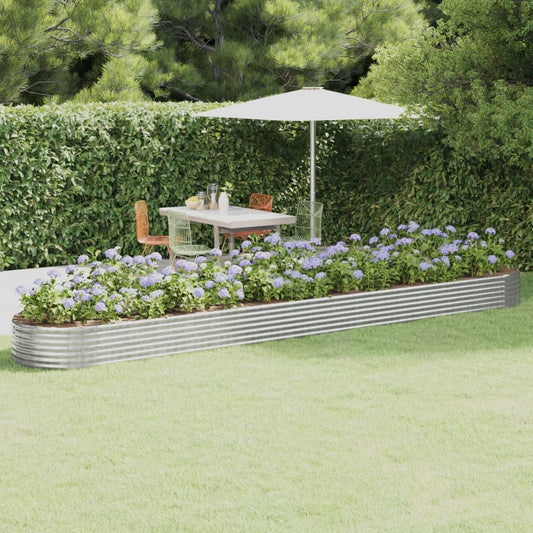 vidaXL Garden Raised Bed Powder-coated Steel 544x100x36 cm Silver