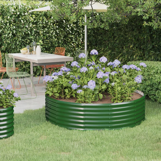 vidaXL Garden Raised Bed Powder-coated Steel 140x140x36 cm Green