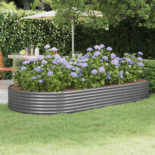 vidaXL Garden Raised Bed Powder-coated Steel 296x140x36 cm Grey