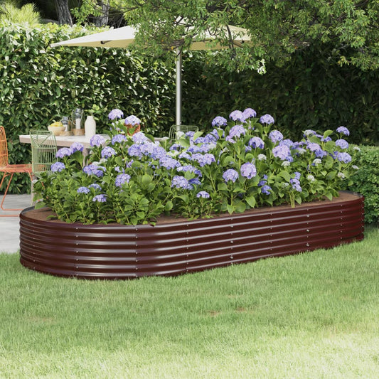 vidaXL Garden Raised Bed Powder-coated Steel 296x140x36 cm Brown