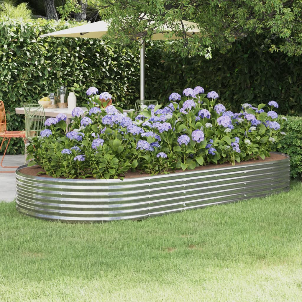 vidaXL Garden Raised Bed Powder-coated Steel 296x140x36 cm Silver