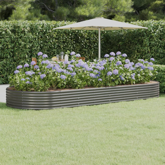 vidaXL Garden Raised Bed Powder-coated Steel 373x140x36 cm Grey