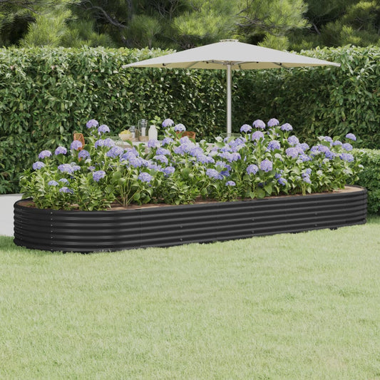 vidaXL Garden Raised Bed Powder-coated Steel 373x140x36 cm Anthracite
