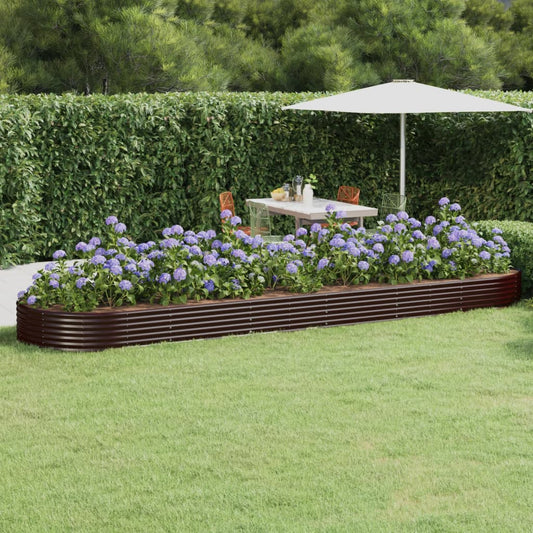 vidaXL Garden Raised Bed Powder-coated Steel 523x140x36 cm Brown