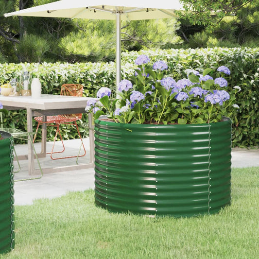 vidaXL Garden Raised Bed Powder-coated Steel 100x100x68 cm Green