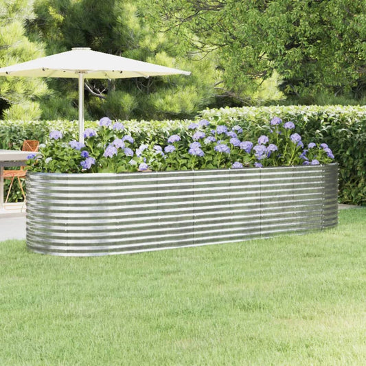 vidaXL Garden Raised Bed Powder-coated Steel 322x100x68 cm Silver