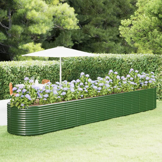 vidaXL Garden Raised Bed Green 554x100x68 cm Powder-coated Steel