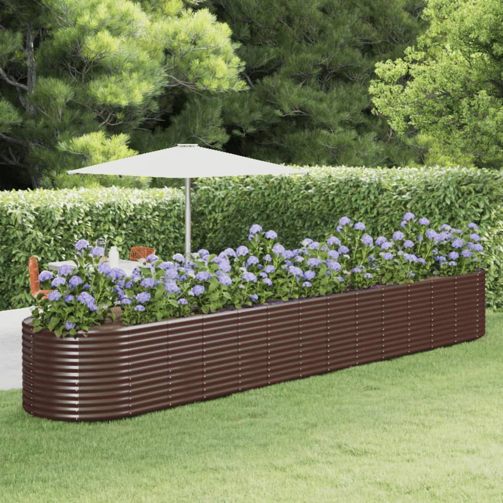 vidaXL Garden Raised Bed Brown 554x100x68 cm Powder-coated Steel
