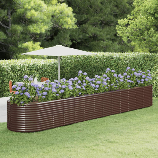 vidaXL Garden Raised Bed Brown 554x100x68 cm Powder-coated Steel