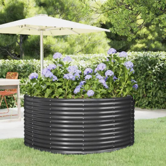 vidaXL Garden Raised Bed Anthracite 140x140x68 cm Powder-coated Steel