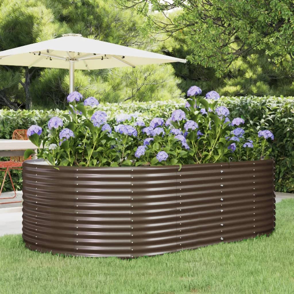 vidaXL Garden Raised Bed Brown 212x140x68 cm Powder-coated Steel