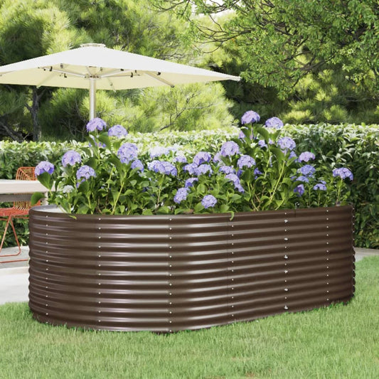 vidaXL Garden Raised Bed Brown 212x140x68 cm Powder-coated Steel