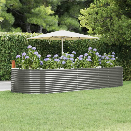 vidaXL Garden Raised Bed Grey 367x140x68 cm Powder-coated Steel